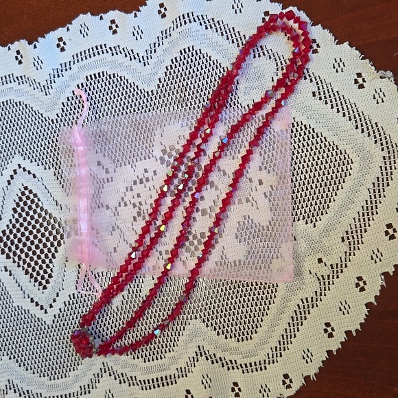 Vintage 1950ds Red AB Iridescent Crystal Neclace 24" - Picture 11 of 11